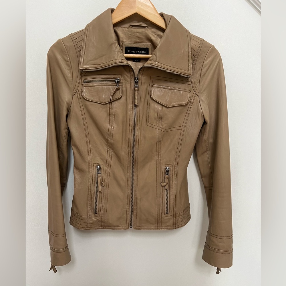 Bagatelle Camel Leather Jacket Women’s Size Medium